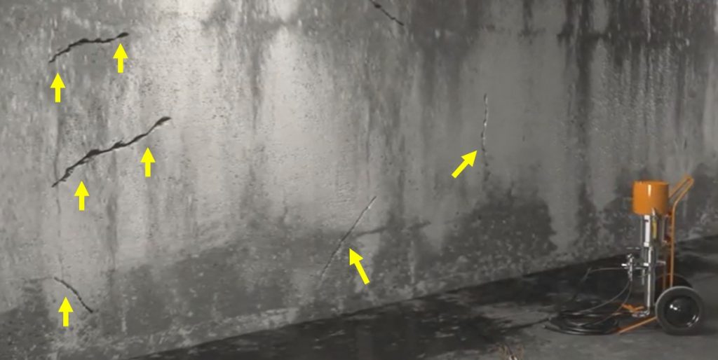 Injeção de resina em concreto com vazamento